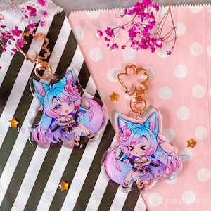 Vtuber Silvervale Acrylic Keychain | 2.5&quot; Double-Sided Glitter Acrylic Charm | Chibi Vtuber Charm, sticker, art print