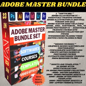 Adobe Master Bundle Set – Comprehensive Design Courses, Software & Templates for Design Enthusiasts Edit Like a Pro Video Editing Collection