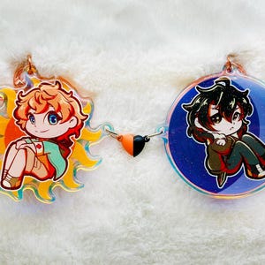 Solangelo Percy Jackson Magnetic Heart Acrylic Charms 2.5&quot;