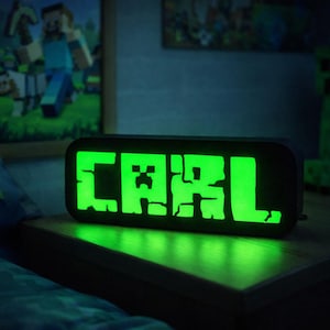 Minecraft Nachtlicht personalisiert - Nachtlicht für Kinder mit Namen im Minecraft Stil - 3D-Druck