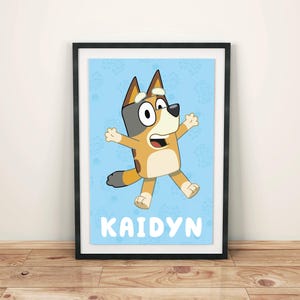 Individuelles Bluey Style Portrait – Personalisierte Charakter Illustration – Bluey-inspirierte Kunst mit individuellem Hintergrund – Digitaler Download