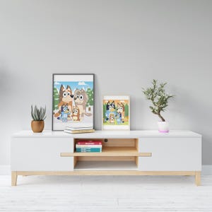 Bluey Family Portrait – Custom Cartoon Art – Digital Bluey Style Gift – Printable Artwork