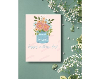 Ich habe es von meiner Mama bekommen. Digitale Download-Karte zum Muttertag mit Blumenmuster