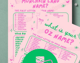 Wizard of Oz Party Game: Oz & Munchkin Name Generator (Instant Download)