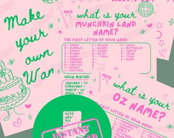 Wicked Oz Party Printables: Name Games, DIY Wand, Bubbles (Instant Download)