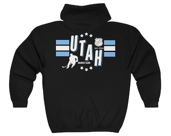 Black Utah Hockey Club Zip-Up Hoodie: Sports Fan Apparel