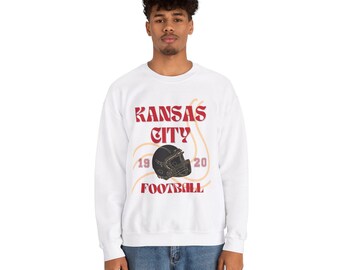 Sudadera vintage de cuello redondo de los Kansas City Chiefs: sudadera retro de fútbol americano de la NFL