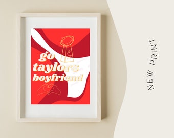 Go Taylors Boyfriend Superbowl Party Printable Kansas City Chiefs Party Football Decoration Travis Kelce