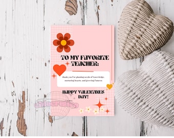 Printable Tag Valentine's Day Retro Flower Helping Grow Kids Classroom Teacher Employee Client Valentine Treat