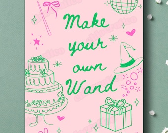 Make Your Own Wand Sign: Wicked Wizard Party Printable (Instant Download)