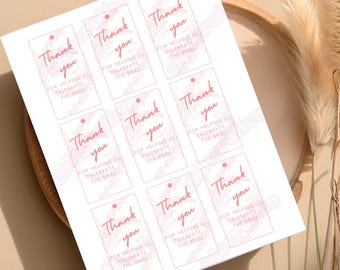 Pink Floral Bridal Shower Thank You Tags (Instant Download)
