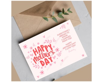 Modern Minimalist Trendy Mother's Day Card Digital Download: Elevate Mom's Special Day!
