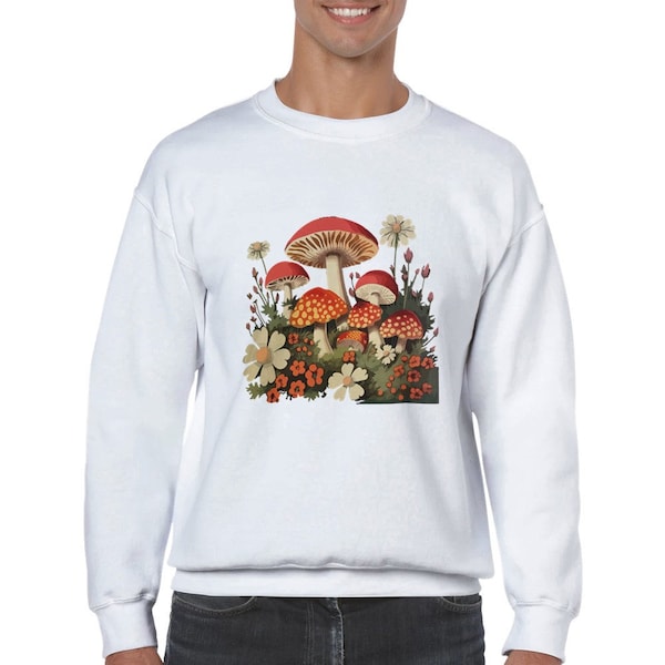 Champignons et fleurs Sweat-shirt unisexe classique ras du cou