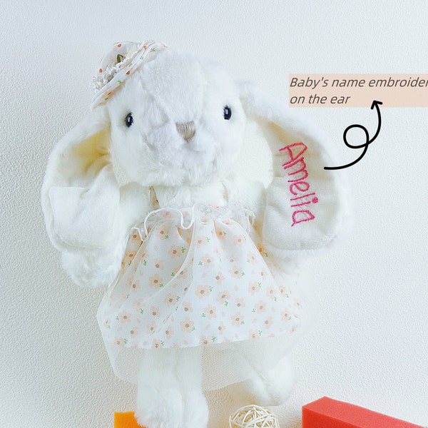 Personalized name Easter Bunny Rabbit,Custom Embroidered Bunny,Monogrammed Bunny,Plush Toy,Newborn Baby Gift,Stuffed Animal,Fluffy Rabbit