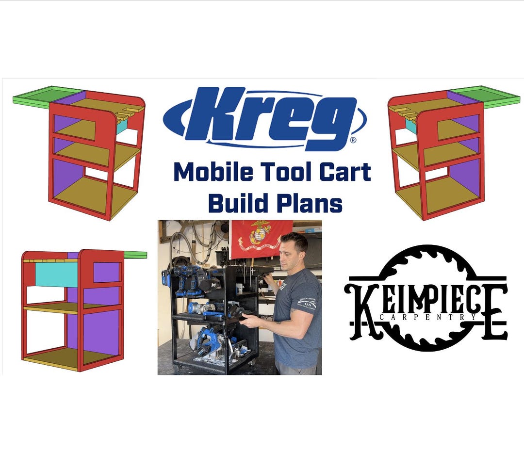 Mobile Tool Cart Build Plans - Kreg Tools - Etsy