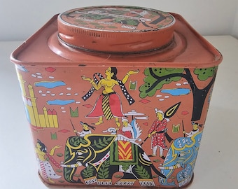 Vintage old Indian tin metal tia box Josh's embassy blend  masons Tosh's and sons