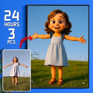 Custom Pixar Portrait of Child | Cartoon Illustration from Photo | Personalized Digital Drawing for Kids