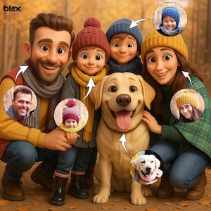 Personalized Family Cartoon Art, Custom Pixar-Style Portrait from Photo, Digital File
