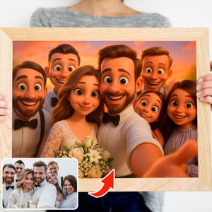 Custom Wedding Cartoon Portrait, Pixar-Style Couple Illustration from Photo, Personalized Digital Wedding Art, Animated Style Download