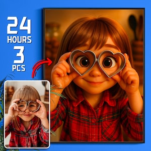Pixar Style Kids Portrait | Custom Cartoon Illustration from Photo | Child Drawing Gift | Digital Download