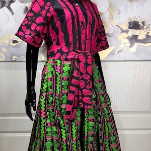 ADEPA Women&#39;s African Print Maxi Shirt Dress. African Print Shirt Gown. Ankara Shirt Dress. Ankara Shirt Gown. African Tribal Print Dress