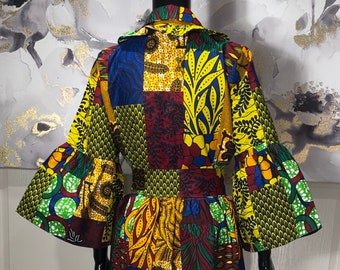 Abito lungo con stampa africana KEMI: abito patchwork Ankara