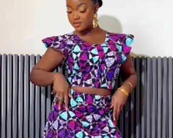 AYANA Women&#39;s African Print Maxi Skirt And Top. African Print Floral Skirt. African Print Long Skirt And Blouse. Ankara Maxi Floral Skirt