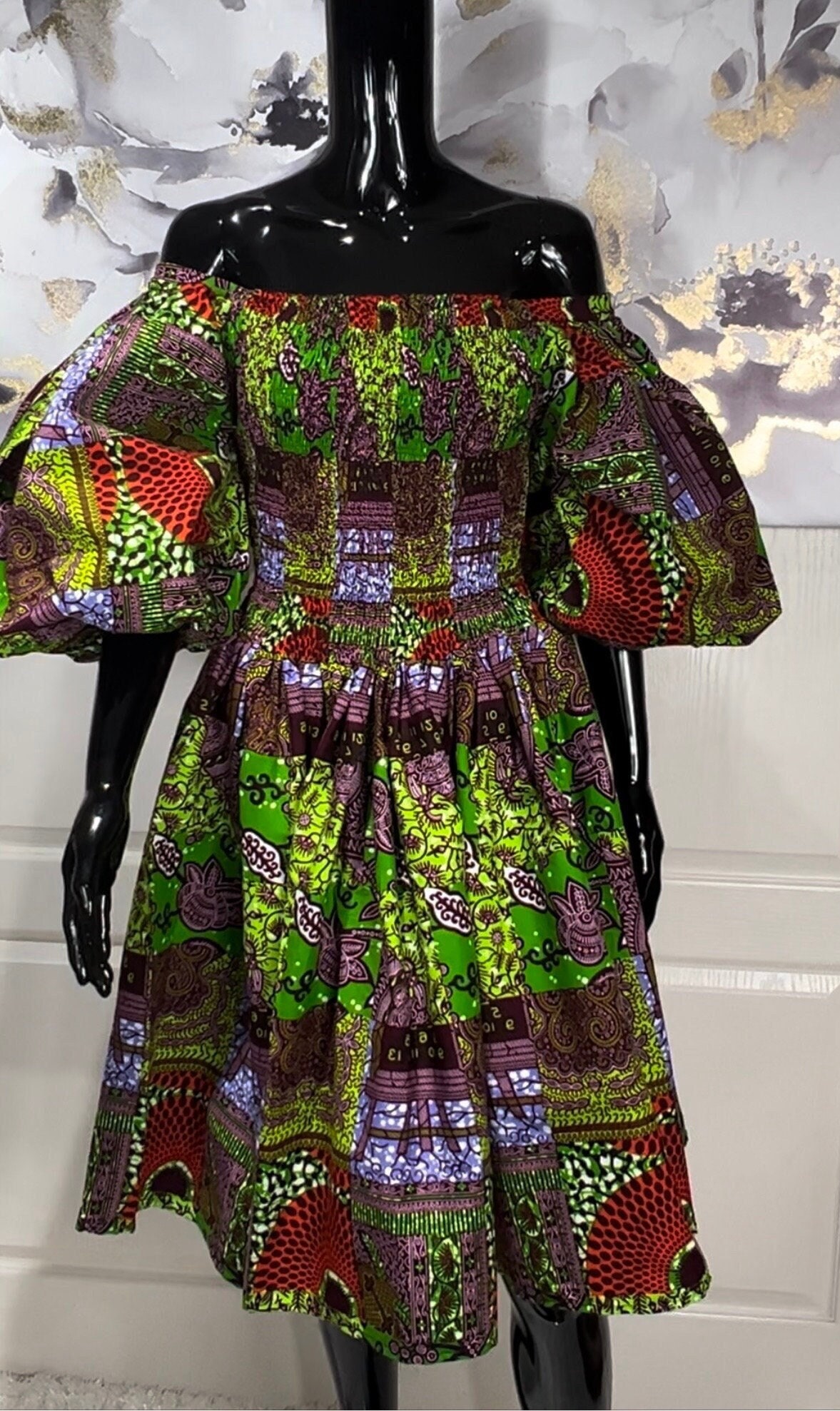 Zora African Print Puff Sleeve Dress