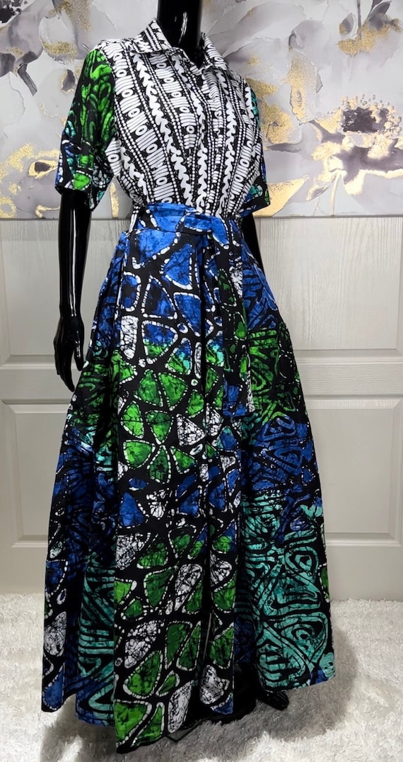 African Print Maxi Shirt Dress: Ankara Tribal Gown