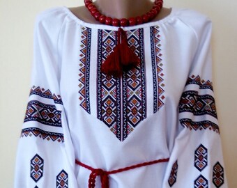 Ukrainian embroidered blouse for women Slavic vyshyvanka Gift For Christmas, wedding, birthday Hutsul Embroidery blouse "Carpathian hutsul"