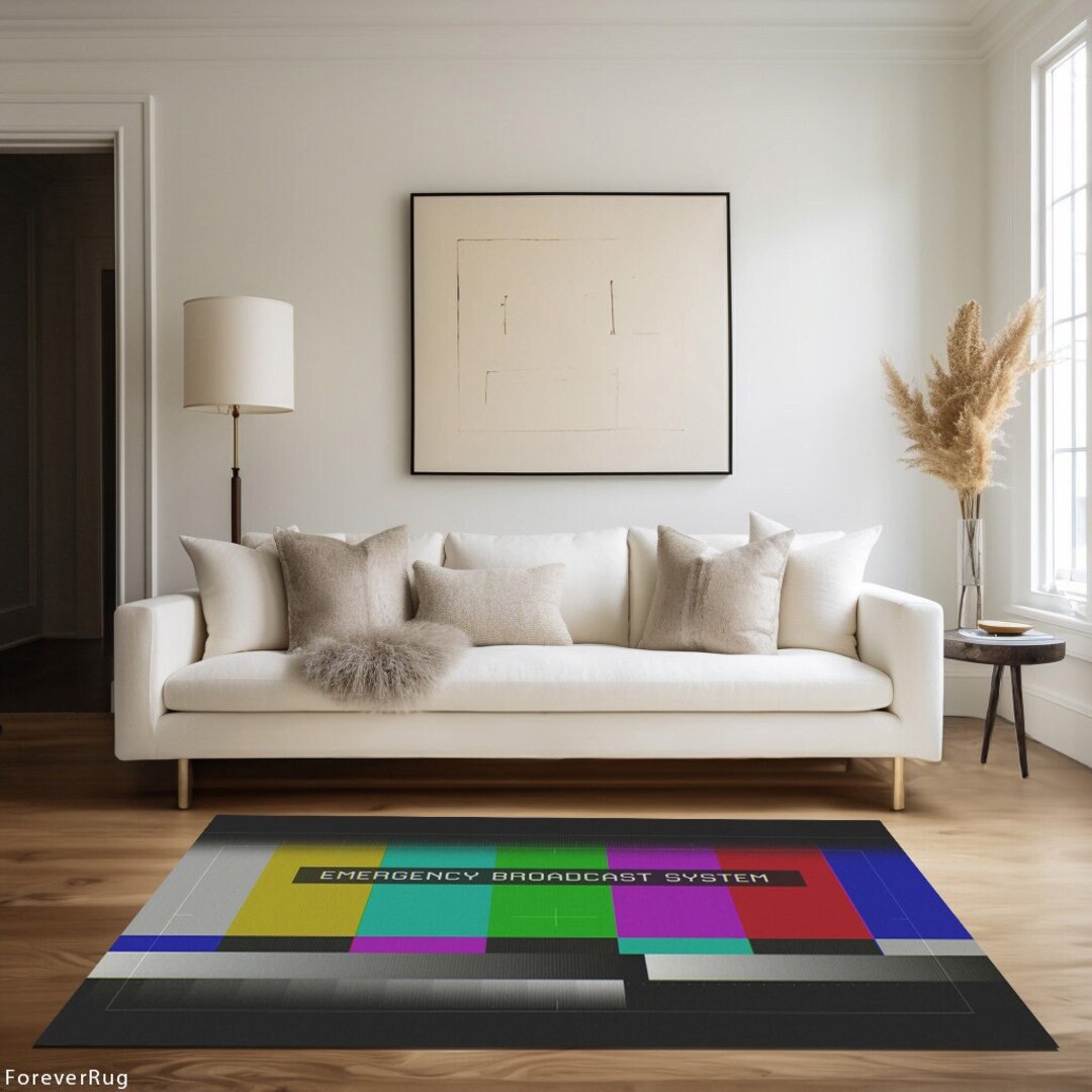 Contemporary Colorful Rug Televisionthemed Home Decor Etsy