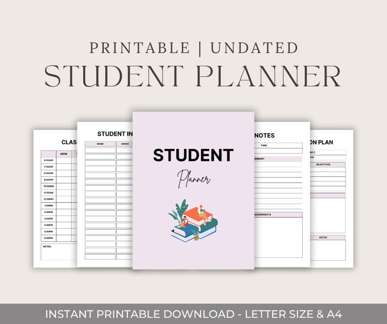 Student Planner 2024 Printable College School Schedule Etsy