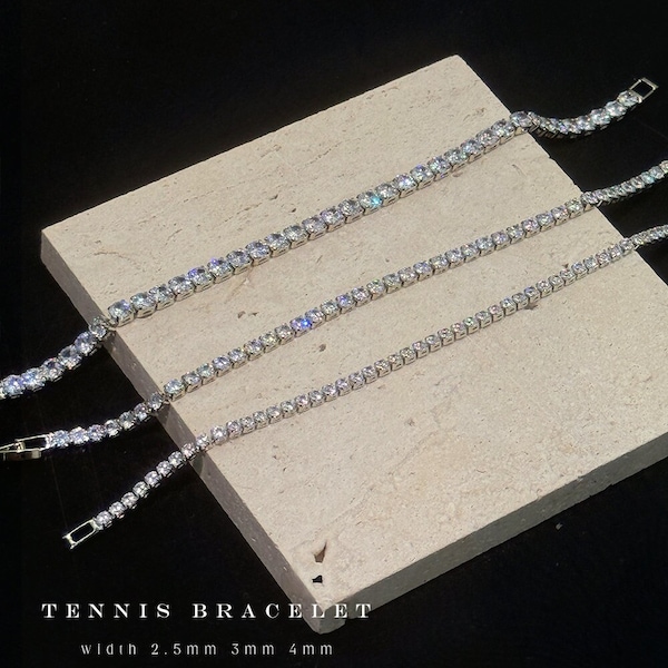 Classic Diamond Tennis Bracelet Wedding Jewelry Bridesmaid Gift Couples Bracelet Eternity Round Crystals Stones Dainty Diamond Bracelet