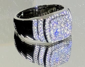 Moissanite Ring for Men Statement Band Pinky Ring Hip Hop Rapper Iced Out Diamond Ring 18k Gold Plated 925 Sterling Silver Pass Diamond Test