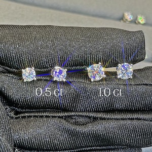 Boucles d'oreilles Moissanite Femmes Hommes Boucles d'oreilles D Couleur Solitaire Push Back Plaqué 18 carats 925 Boucles d'oreilles Pass Testeur de diamants