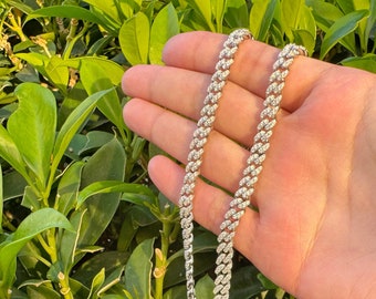 8mm VVS1 Moissanite Cuban Link NECKLACE Men Curb Chain Iced Out - Main Image