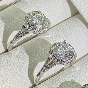 Wedding Ring Moissanite Ring Engagement Ring Promise Ring Eternity Band Anniversary Ring Halo Ring 18K Plated Silver Pass Diamond Tester