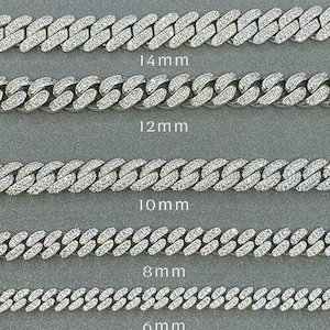 MOISSANITE Cuban Links Chain 18K White Gold Plated Silver Hip Hop Big Heavy Miami Bracelet Iced Out Necklace for Rapper Pass Diamond Tester