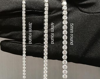 18K White Gold MOISSANITE Tennis Bracelet 925 Sterling Silver Sparkling Diamond Bracelet Anniversary Gift for Mom Wife Pass Diamond Tester