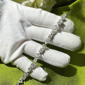 Moissanite Tennis Bracelet Men Women 3mm Diamond Wedding Bracelet 18K White Gold Plated 925 Silver Pass Diamond Tester Anniversary Gift
