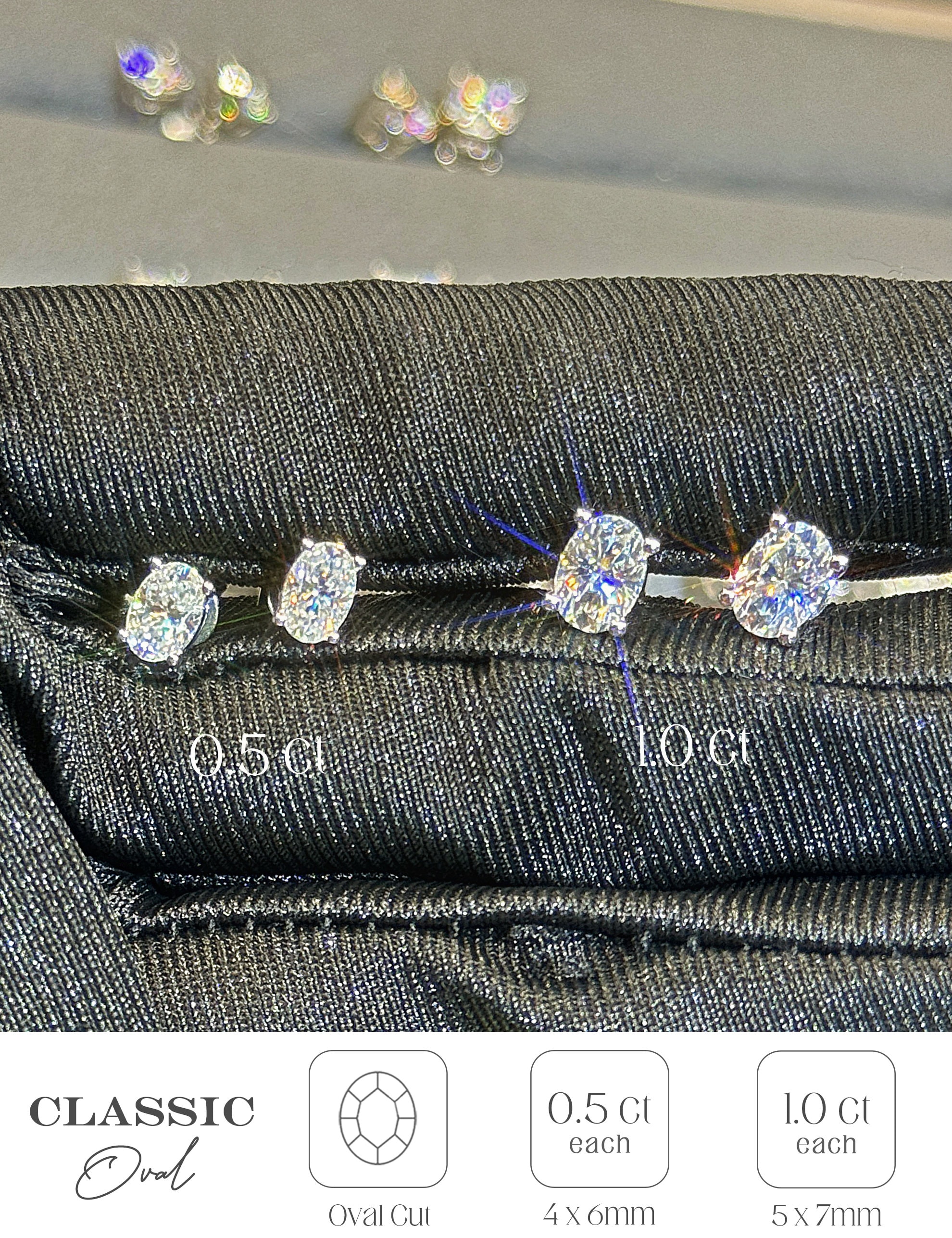 Stud Earrings MOISSANITE Diamond Women Men Earrings Round Oval Cut Push Back 18K Gold Plated 925 Sterling Silver Pass Diamond Tester