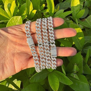 MOISSANITE Cuban Link Bracelet Chain Necklace 18K Plated 925 Sterling Silver Jewelry Cuban PASSES DIAMOND Tester 8mm Birthday Gift for Him