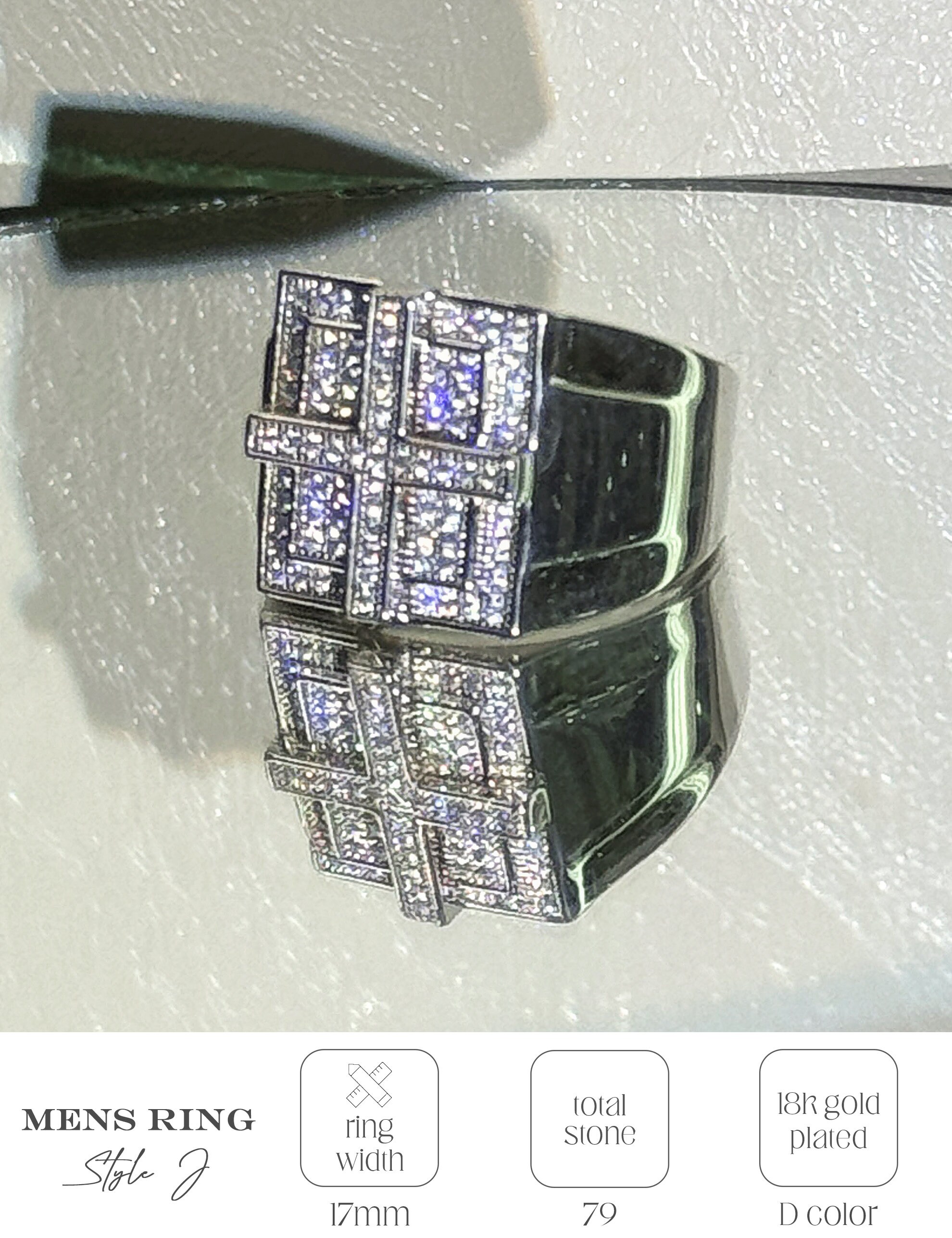 Unique Male Rapper Rings Moissanite Ring for Men Statement Band Pinky Ring Hip Hop Rapper Iced ...