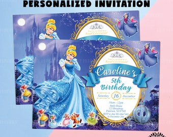 Digital personalized Birthday Invitation. Digital Princess  Birthday Invite.  Cinderella  birthday invitation. Kid's birthday E-invite