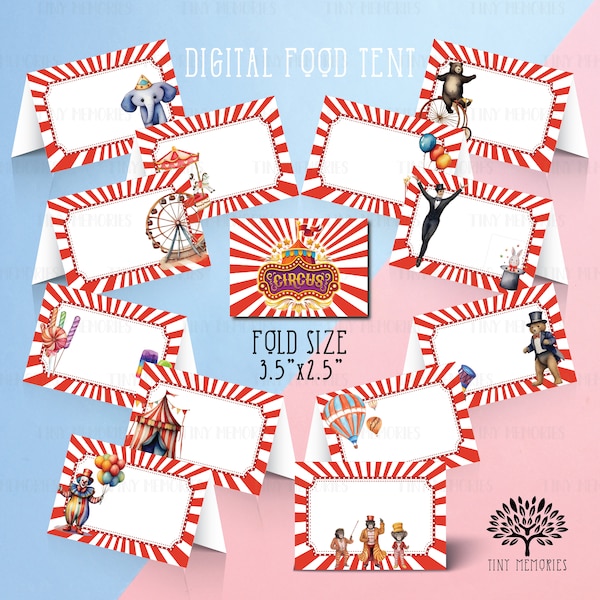 Instant Download - Digital Carnival  Food Tent,  Favor Tags, Circus  Goodie bag label,  circus  food tent, food labels, name labels, topper