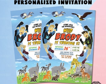 Digital personalized Birthday Invitation. Digital Wild Kratts Birthday Invite. Wild Animals birthday boy invitation. Kid birthday E-invite