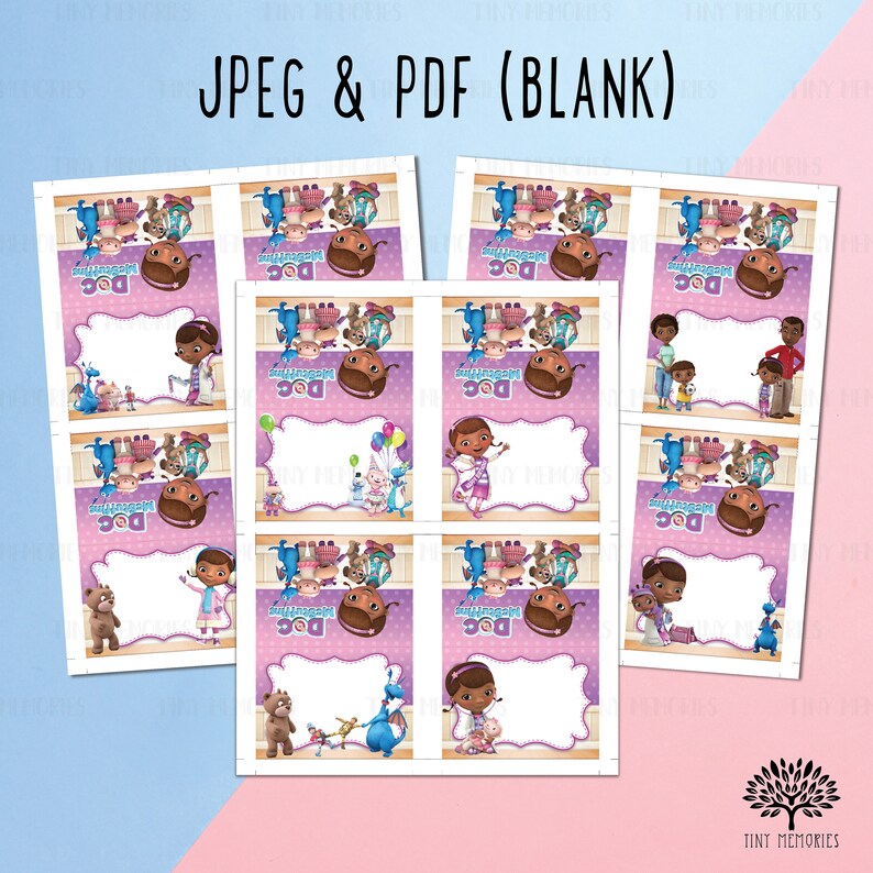 Instant Download Digital Doc Mcstuffins Food Tent, Favor Tags Goodie ...