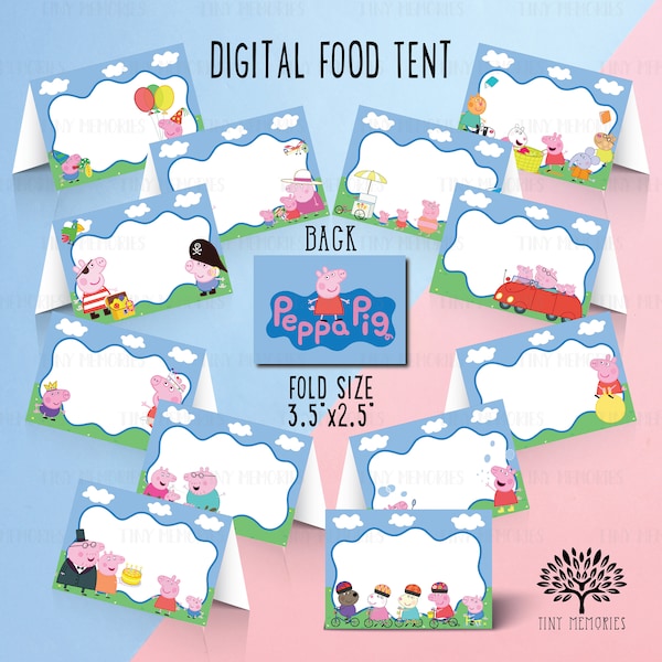 Instant Download - Digital Pig Food Tent, Favor Tags Goodie bag label,   Kid party food tent, food labels, name labels topper