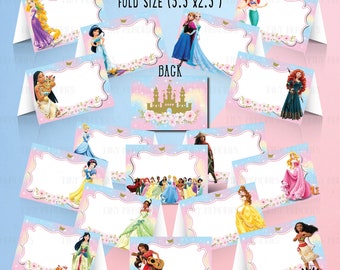 Instant Download - Digital princesses Food Tent, Favor Tags Goodie bag label, Cinderella food labels, name labels topper, Snow White mermaid