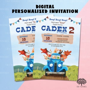 Digital personalized Birthday Invitation. Digital Little Blue Truck Birthday Invite. Girl birthday invitation. Kid birthday E-invite